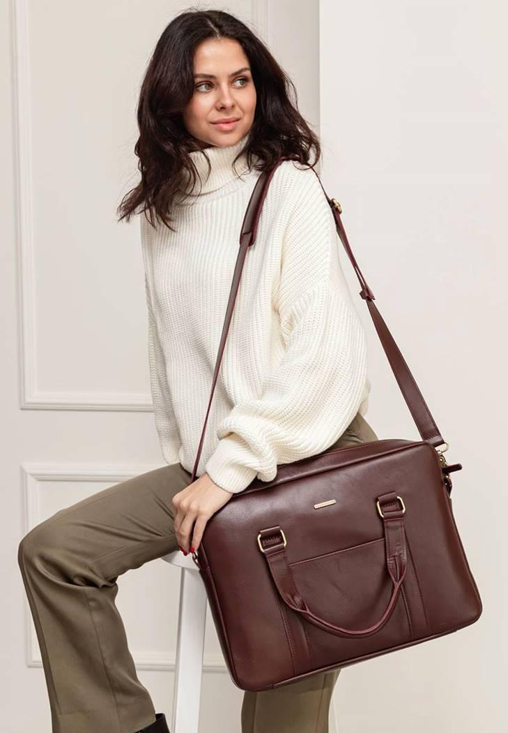 Сумка кожаная для ноутбука и документов Бордовый (A-027193) - фото 7 Сумка кожаная для ноутбука и документов Бордовый (A-027193) - фото 7