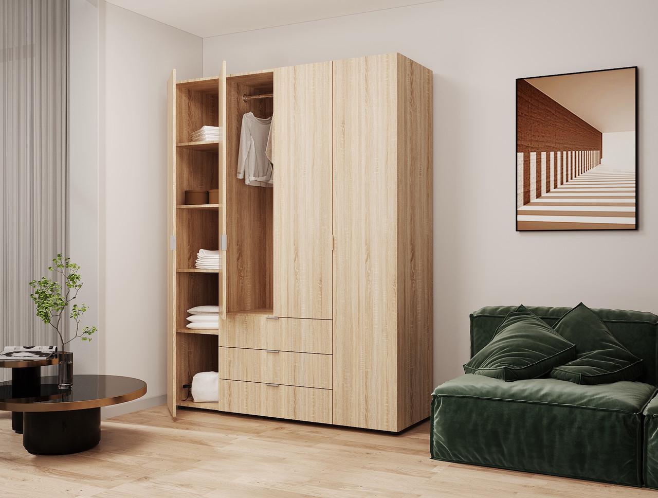 Шафа для одягу Doros Гелар 4 ДСП 155х49,5х203,4 см Дуб Cонома (80397560) - фото 4