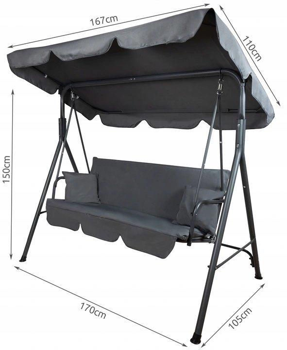 Садовая качель трехместная Fregat RELAX с подушками 2 шт. Зеленый (28434031) - фото 5