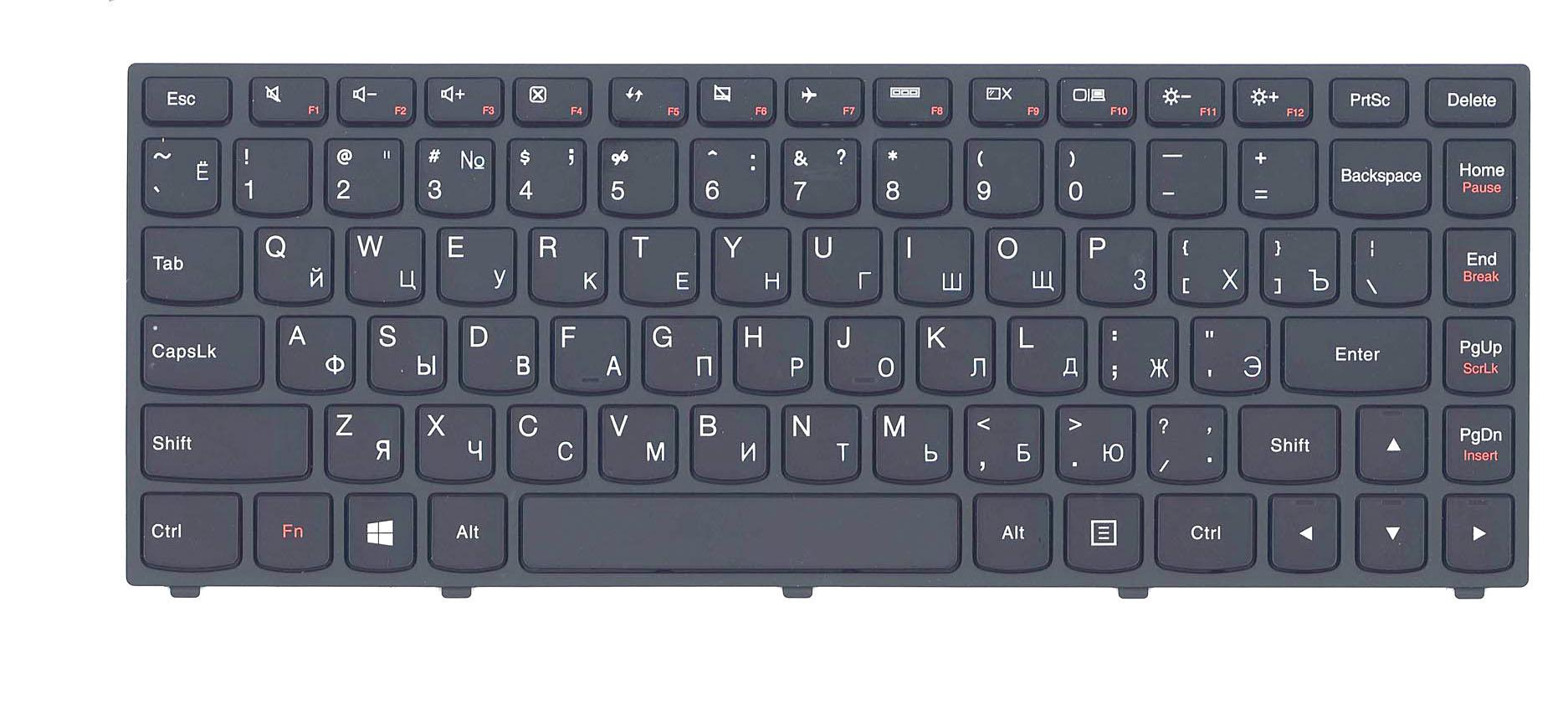 Клавиатура для ноутбука Lenovo IdeaPad Yoga 13 Black Frame Black