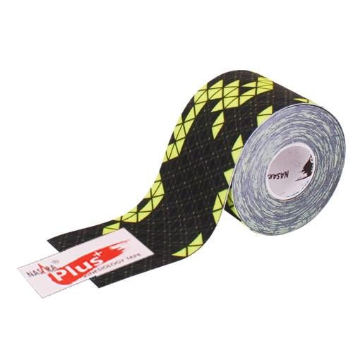 Кинезио тейп усиленный Nasara Plus с принтом 5 см х 5 м флуоресцентный Желтый (ND012)