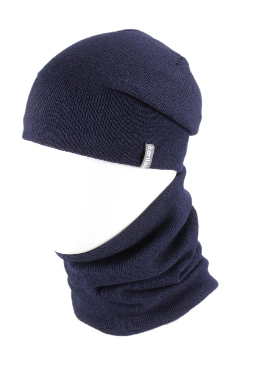 Вязаная шапка Кahta Fashion Hat с Buff снуд унисекс р. 57-58 Синий (OC-106)