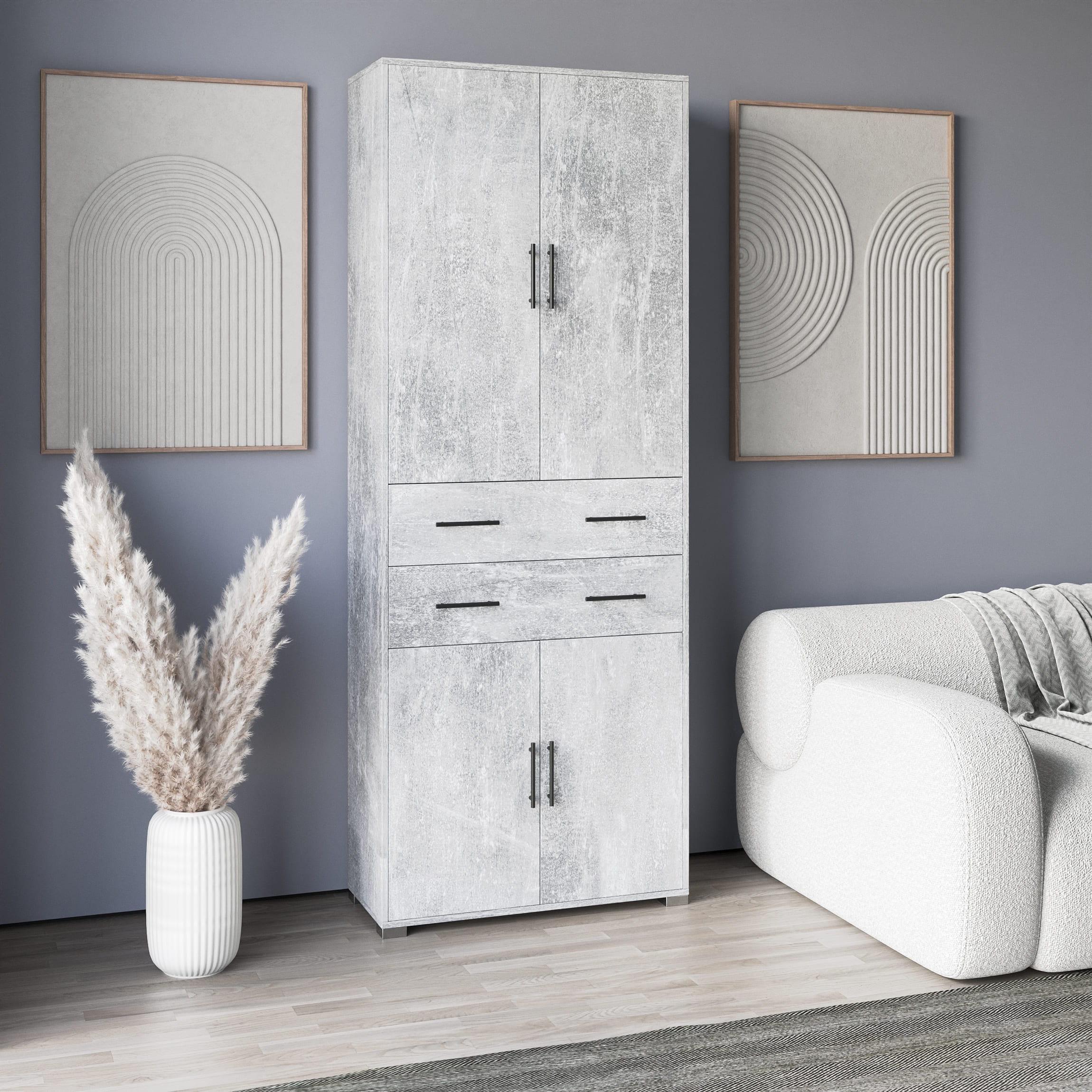 Шкаф с выдвижными ящиками 212,5х90х35 см Бетон (380499)