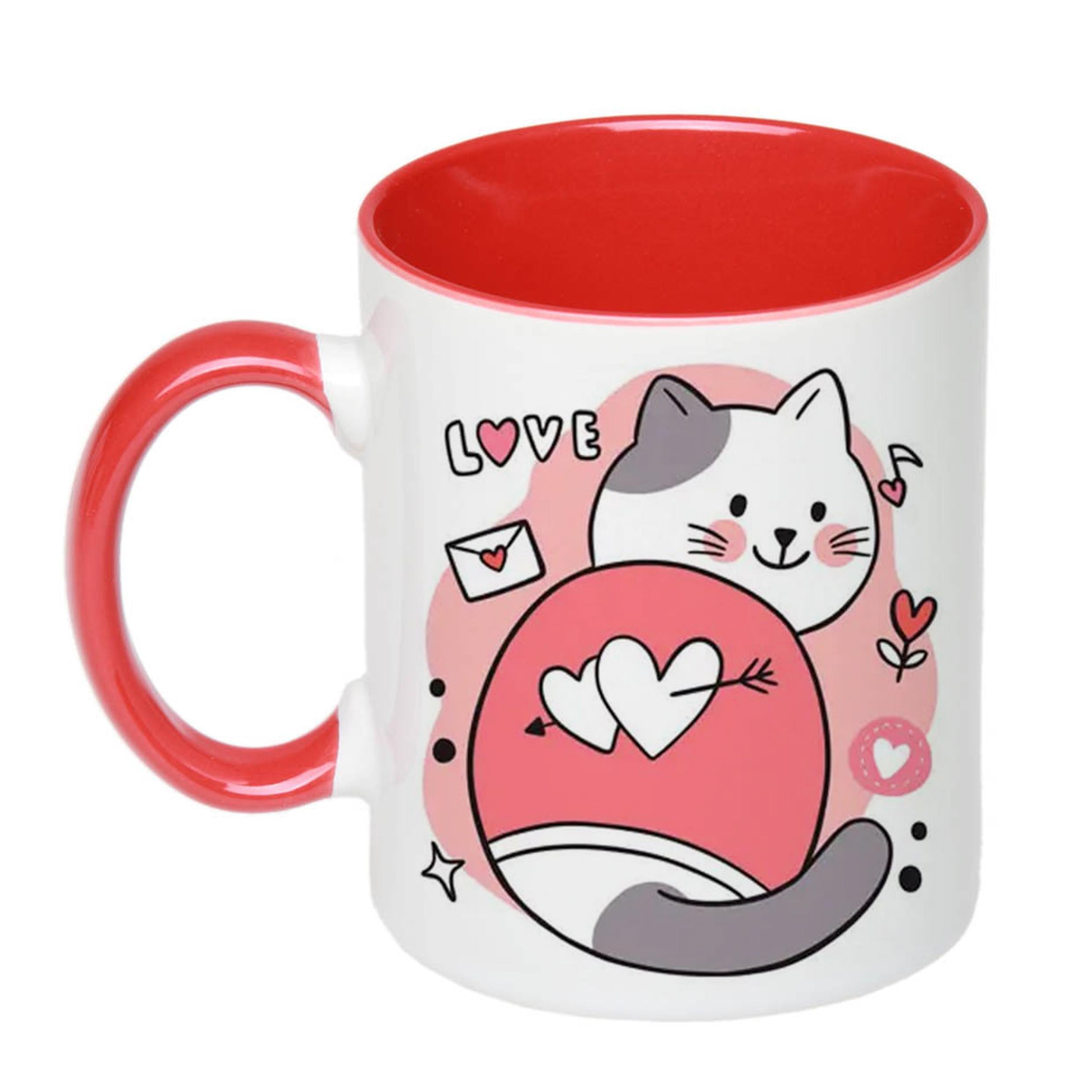 Чашка з принтом Happy love 330 мл Красный (17490)
