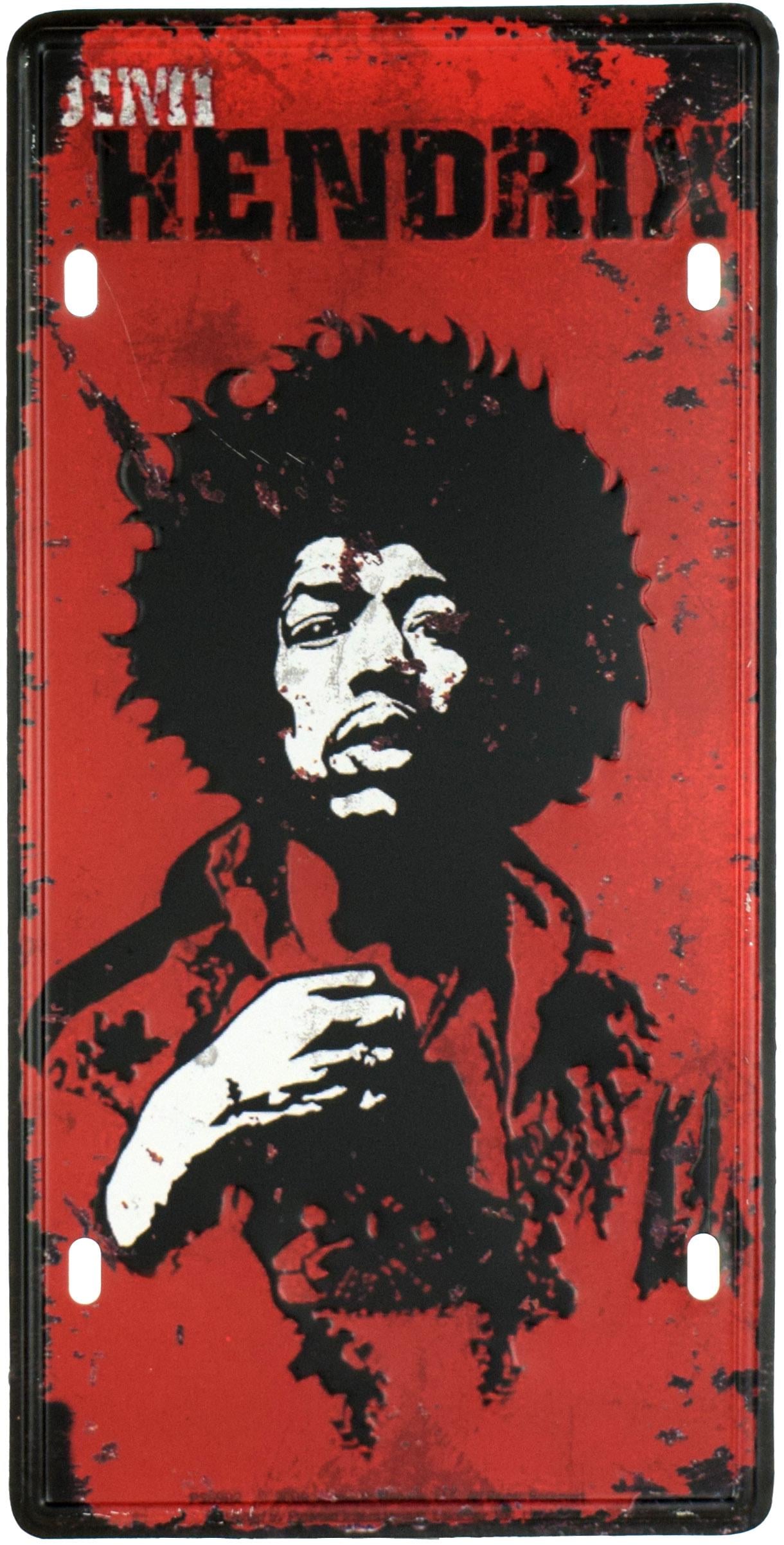 Табличка металлическая Джими Хендрикс/Jimi Hendrix Red 15x30 см