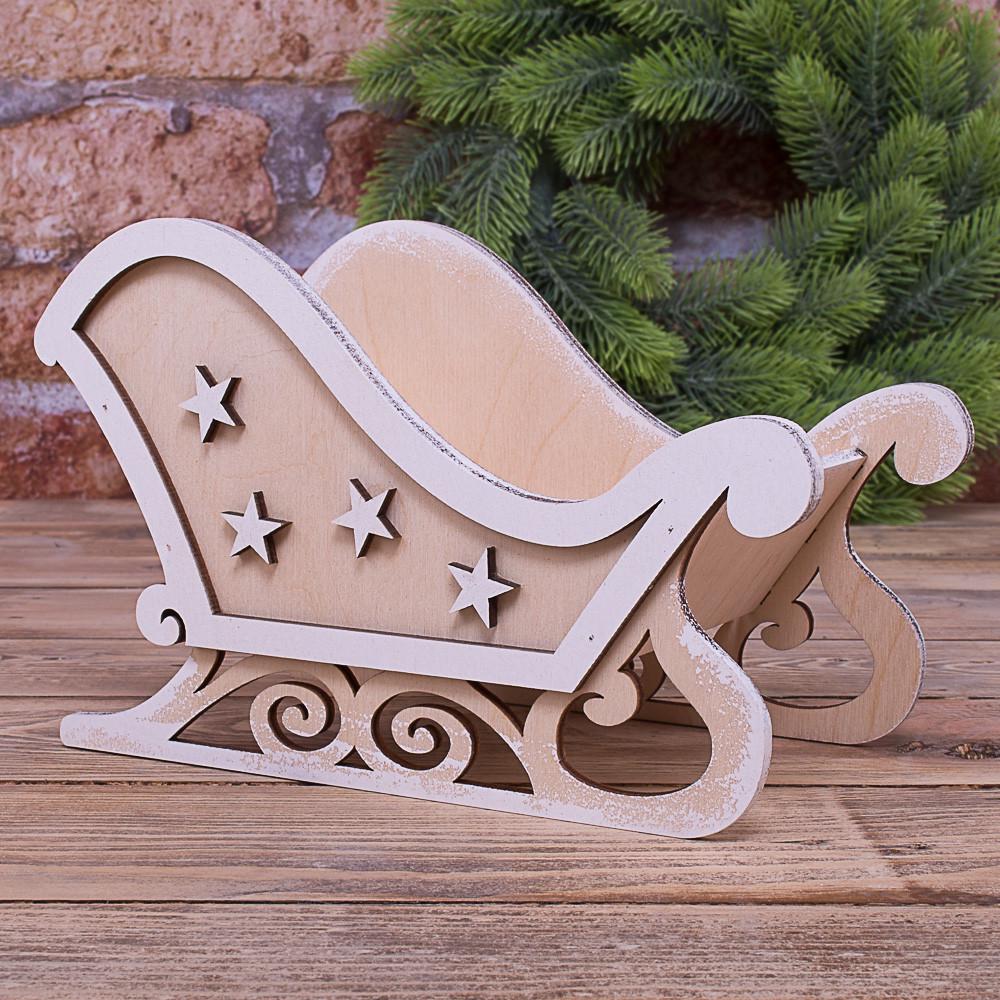 Кашпо Саночки со звездами Натуральный (1793-1)