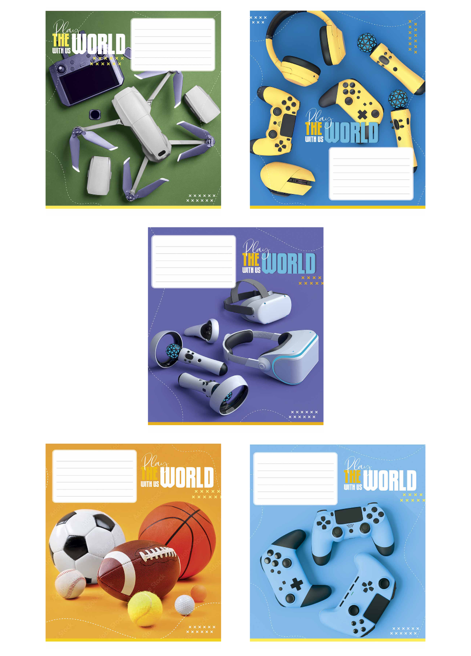 Тетради Школярик Play 3423 ВД-лак в линию 5 шт. по 18 л. (4820006470470)