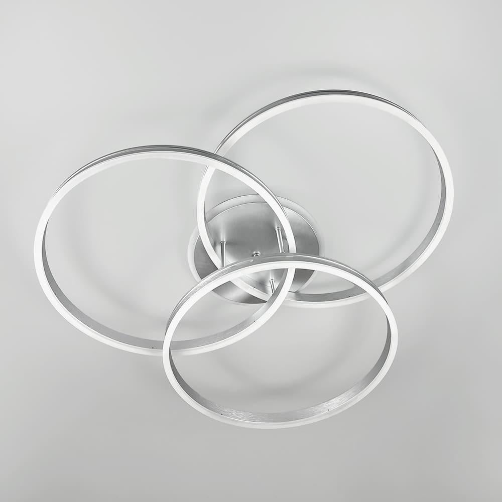 Светильник led на 3 кольца с RGB пульт Ø 80 см Серый (55065/3 RGB Silver+CH)