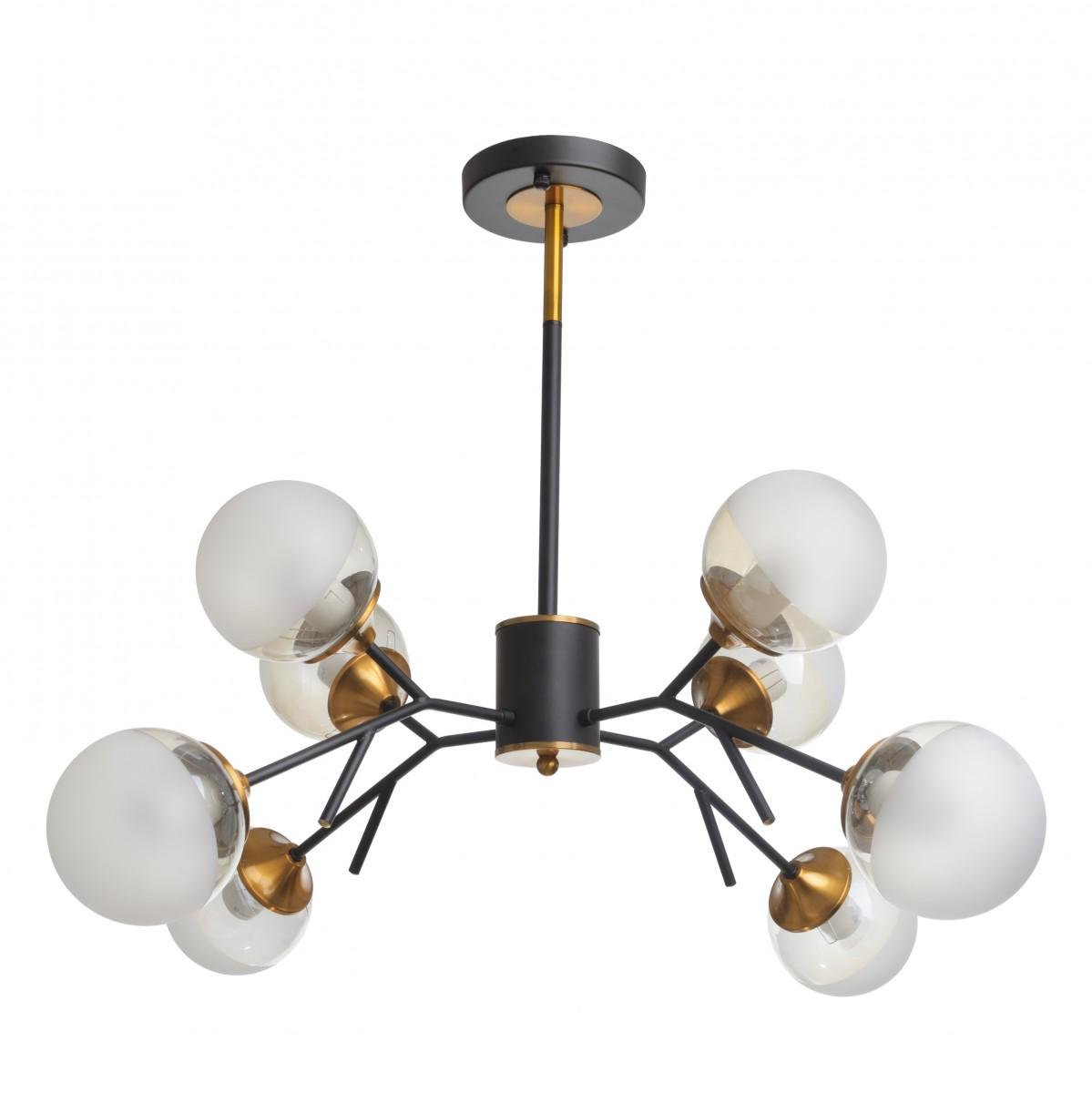 Люстра стельова лофт молекула Brille BL-918S/8 E27 BZ/BK на 8 плафонів