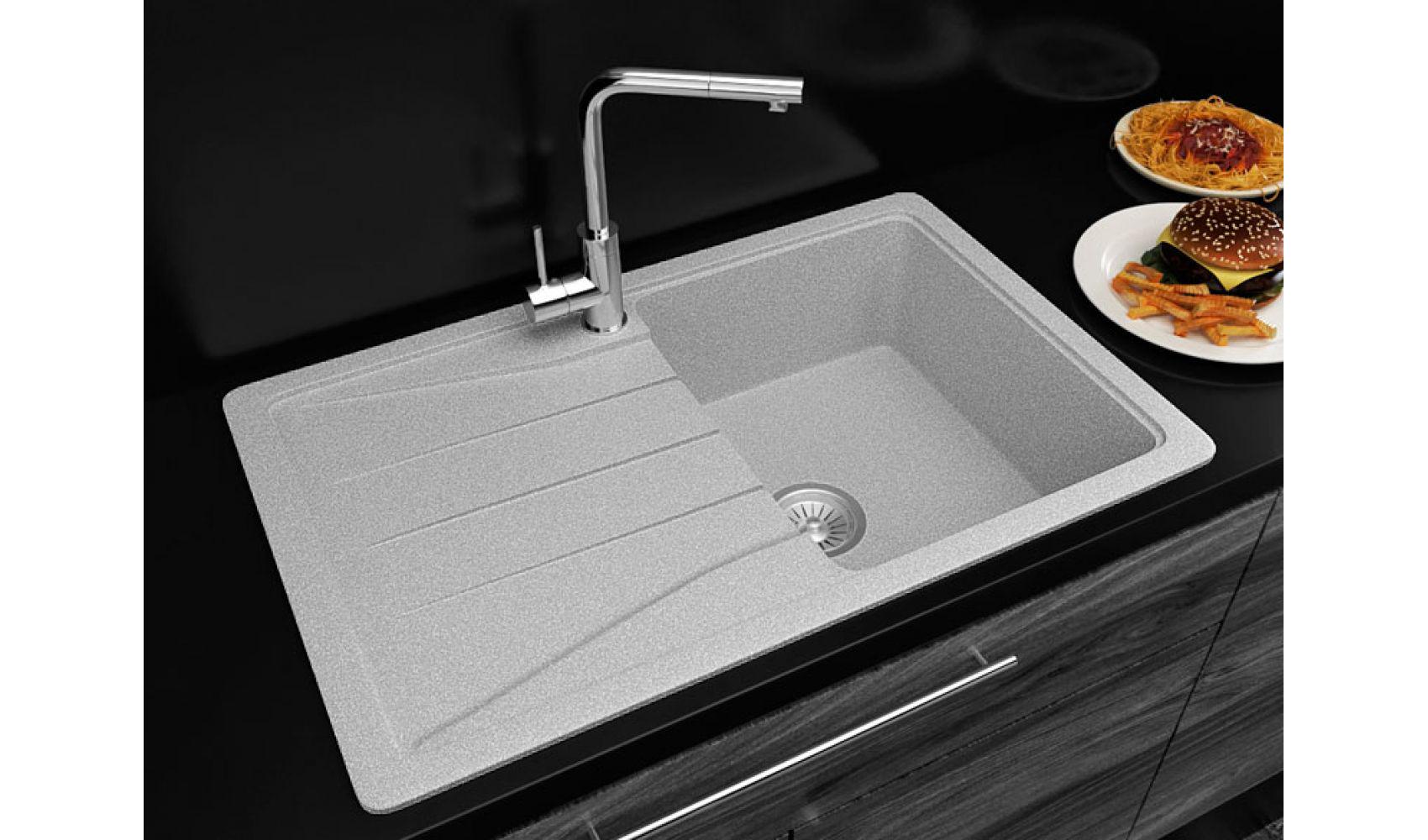 Кухонна мийка Lexona Ultra гранітна з краном Сірий - фото 2