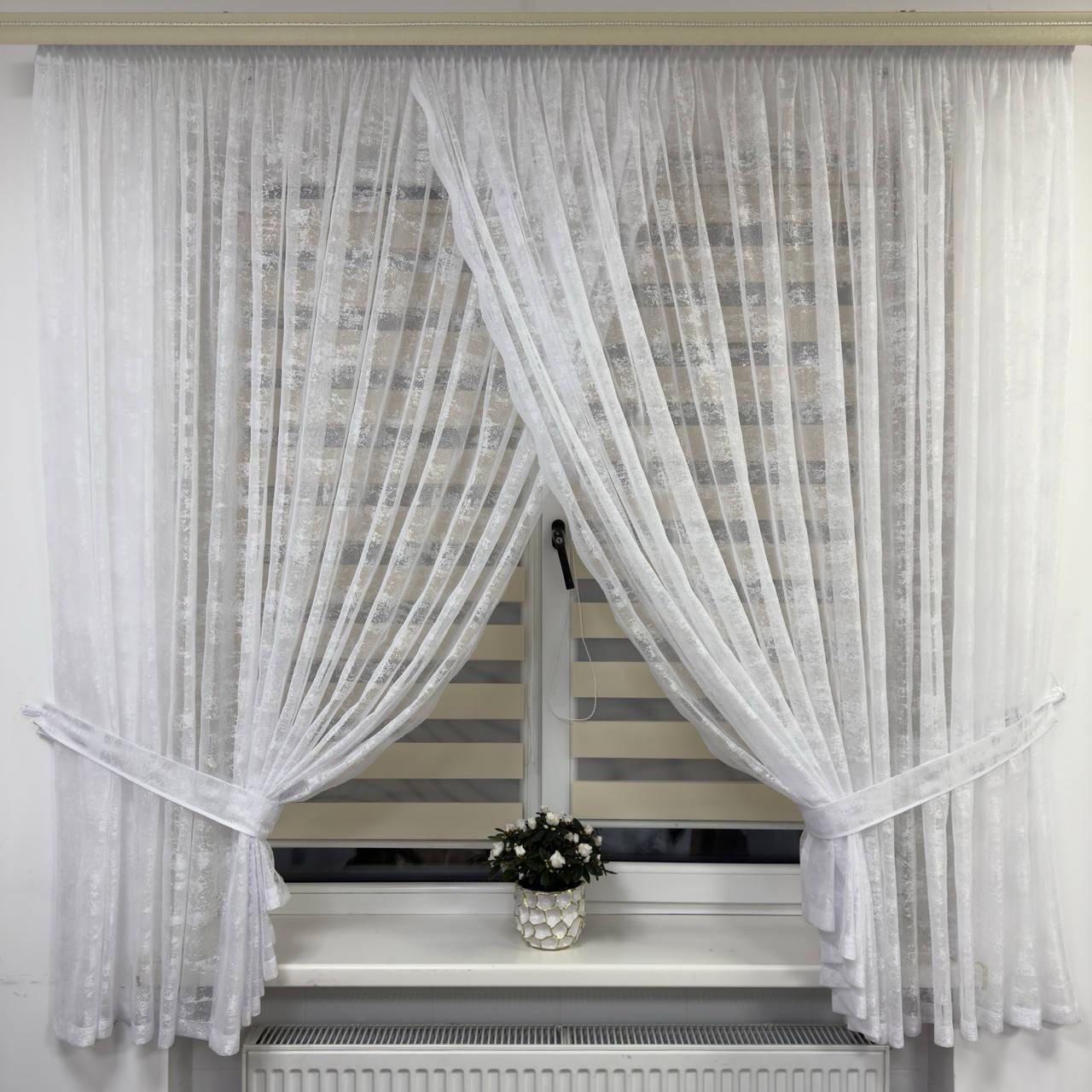 Шторки на кухню 400х170 см Белый (1001к)