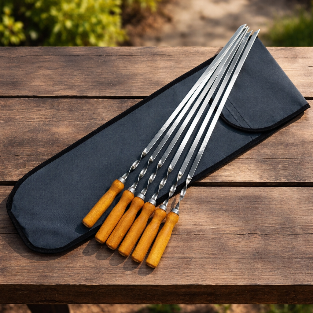 Набор Jooki шампуров с деревянной ручкой 6 шт. в чехле 580х10х2 мм