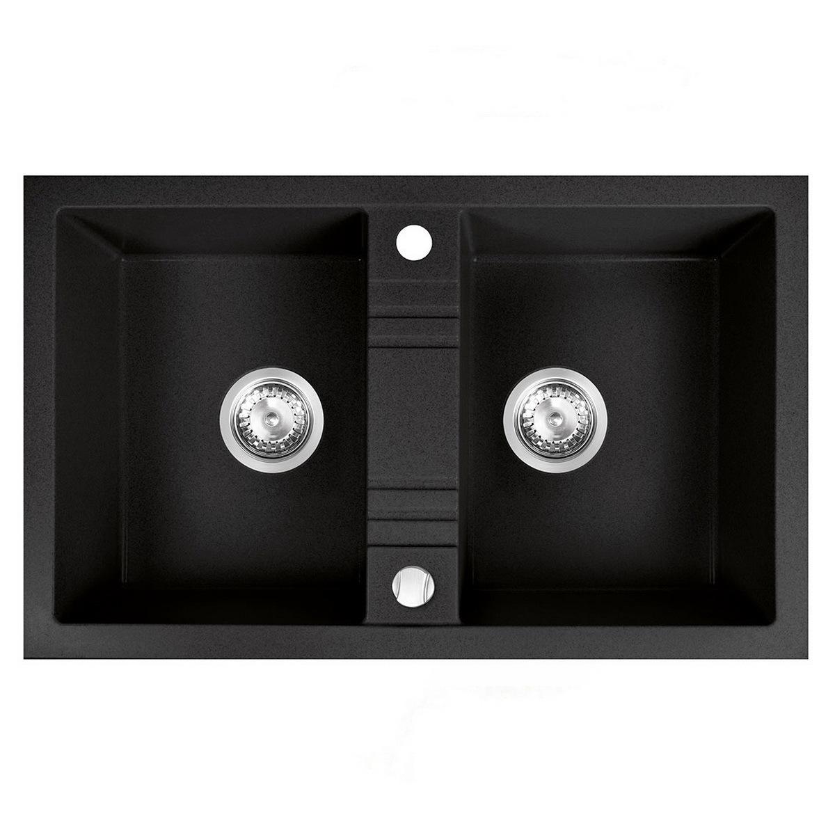 Мийка кухонна Ferro гранітна DRGM2/48/78BA дві чаші 780x480 мм прямокутна Графітовий (174909)