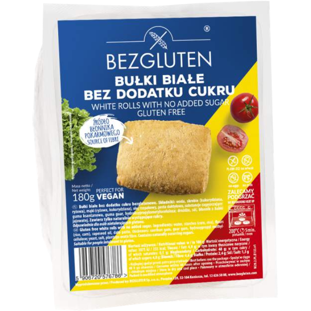 Булочки белые без глютена Bezgluten и без сахара 180 г (5906720576786)