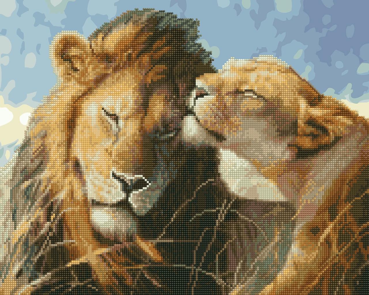 Алмазна картина-розмальовка Brushme 40х50 см Левове кохання Алмазна картина-розмальовка Brushme 40х50 см Левове кохання