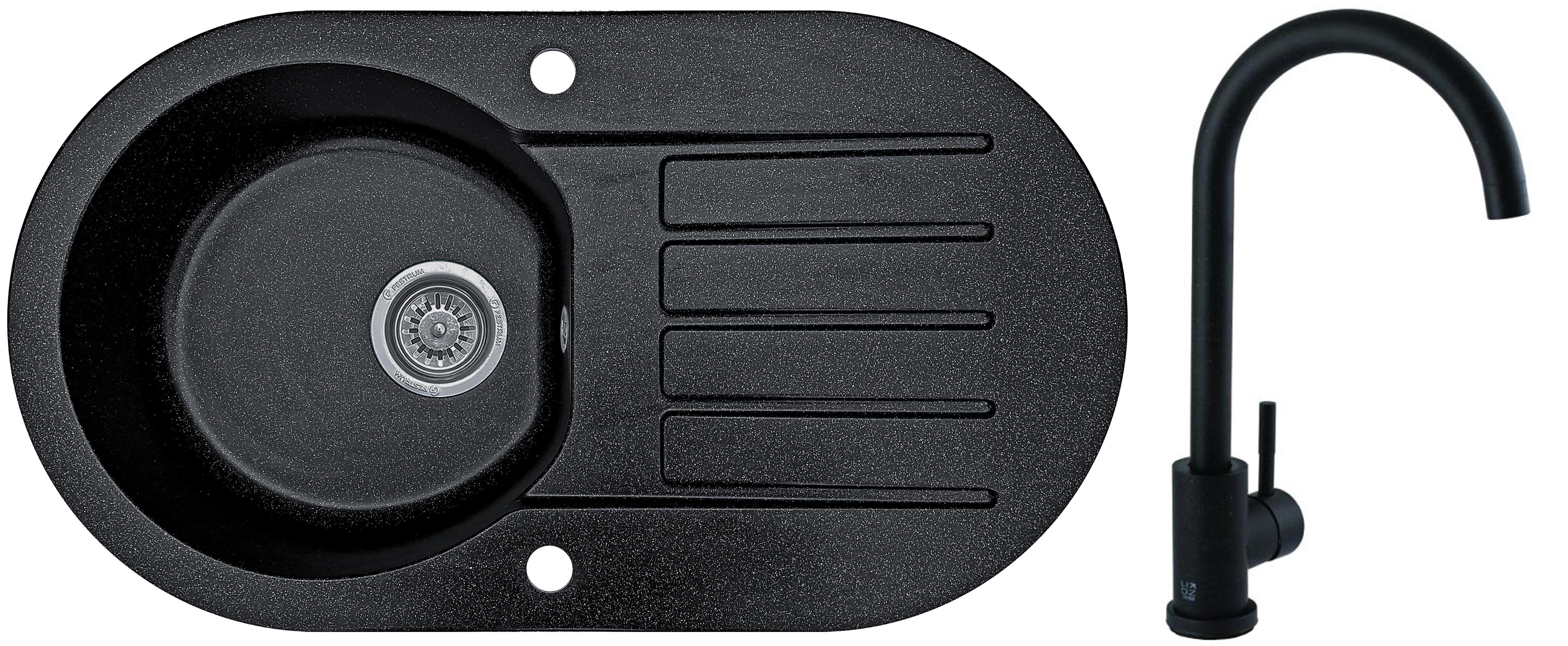 Мийка кухонна Valetti 67D зі змішувачем 770х430 мм Чорний