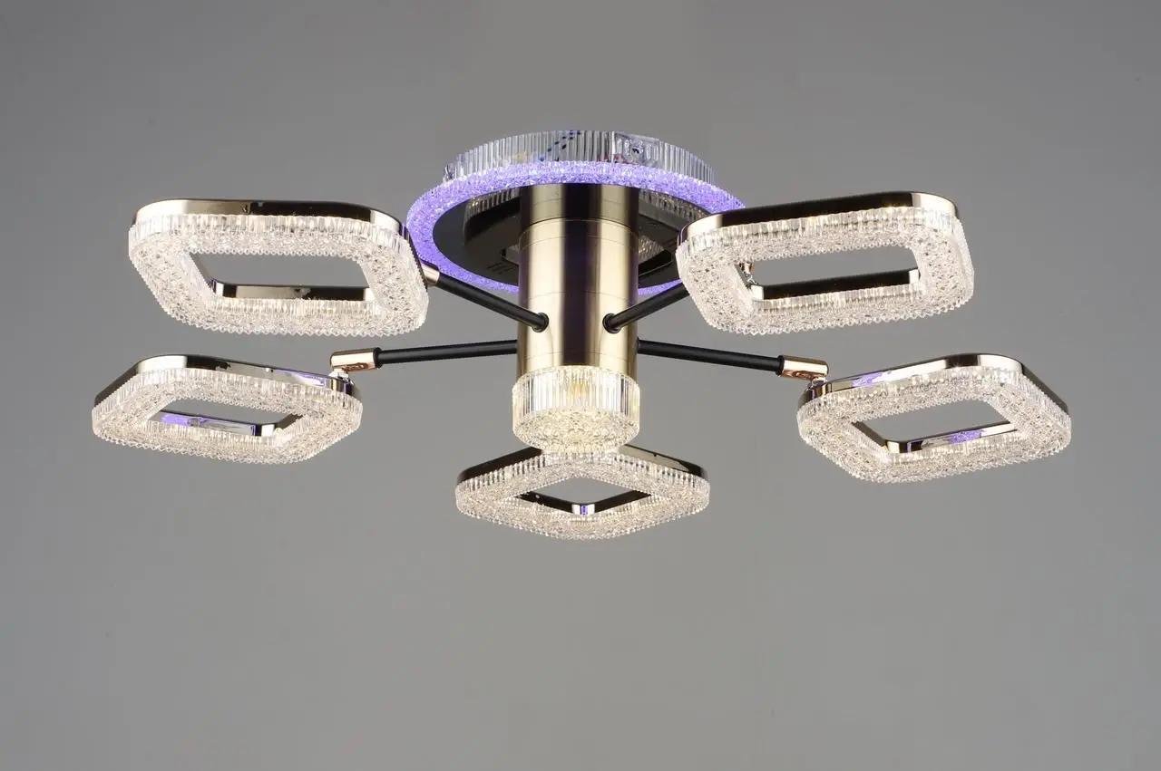 LED-люстра стельова Sirius з підсвічуванням корпусу 3000/6500К IP20 B YH1003/5 BK+GD 56W (28685568)