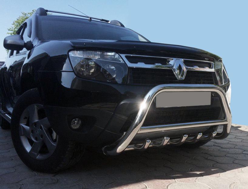 Кенгурятник без надписи WT003 CAN для Renault Duster 2008-2017 гг. нержавеющая сталь Хром