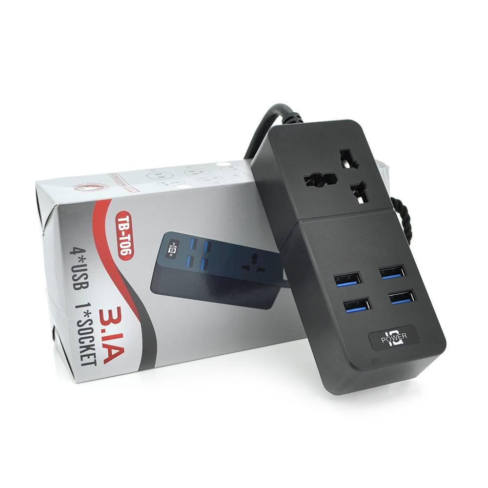 Фільтр мережевий ТВ-Т06 1 розетка/4 USB 2500W перетин 3х0,75 мм 2 м Box Black (30578) Фільтр мережевий ТВ-Т06 1 розетка/4 USB 2500W перетин 3х0,75 мм 2 м Box Black (30578)