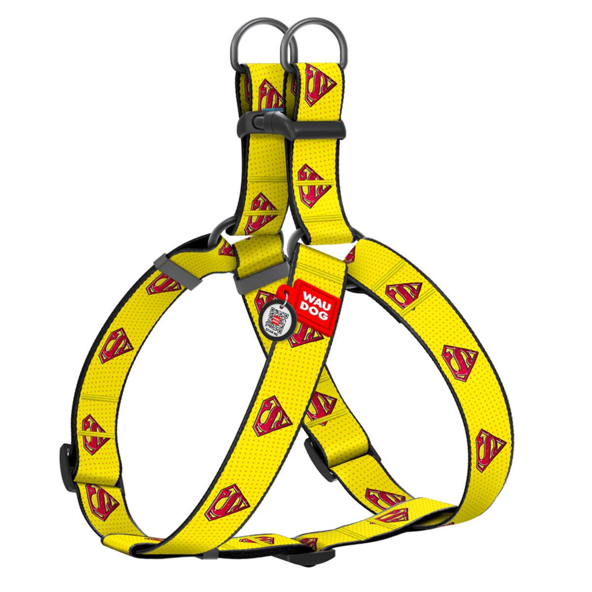 Шлея для собак Waudog Nylon Супермен 2 с QR паспортом/пластиковым фастексом XL 35 мм х 70-100 см (324-2014 Col)