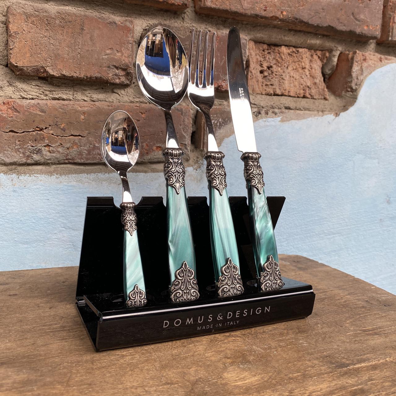 Набор столовых приборов Domus&Design Versalle Antique 24 шт. Steel Dark/Green Color (CD28VEAS/VS)