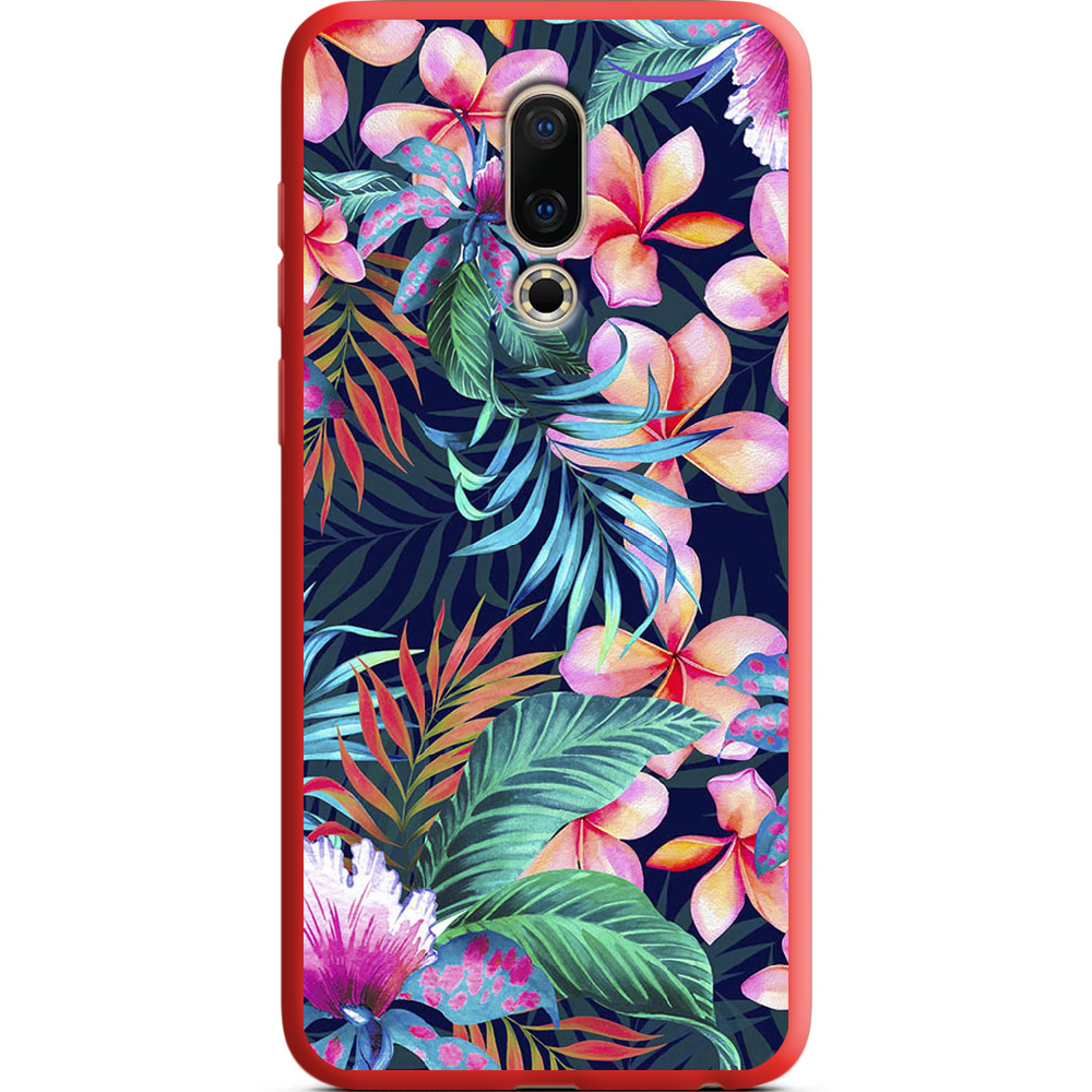 Чехол BoxFace Meizu 16 / 16X flowers in the tropics Красный силикон (35176-up1971-36104)