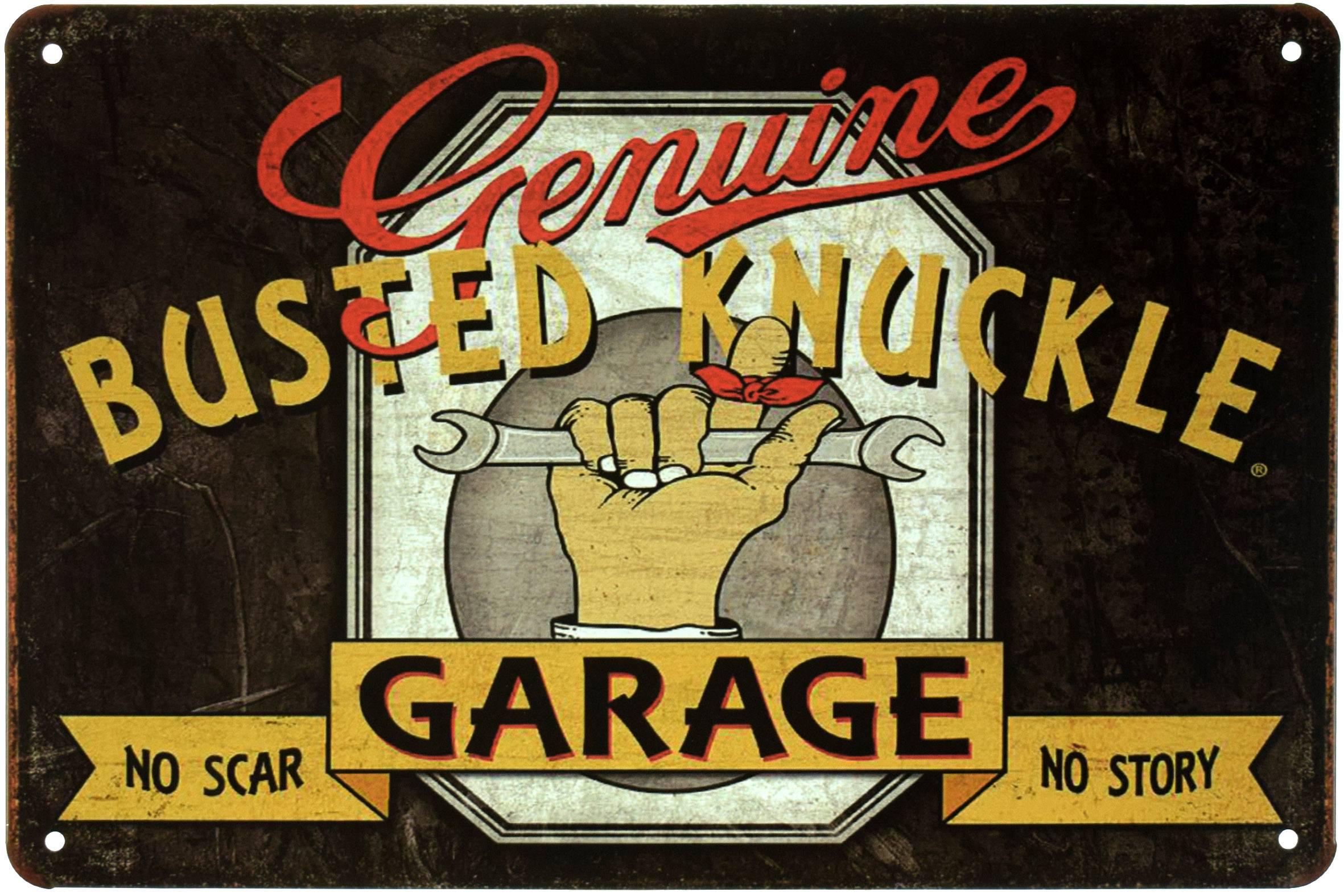 Табличка металлическая Busted Knuckle Garage 20x30 см