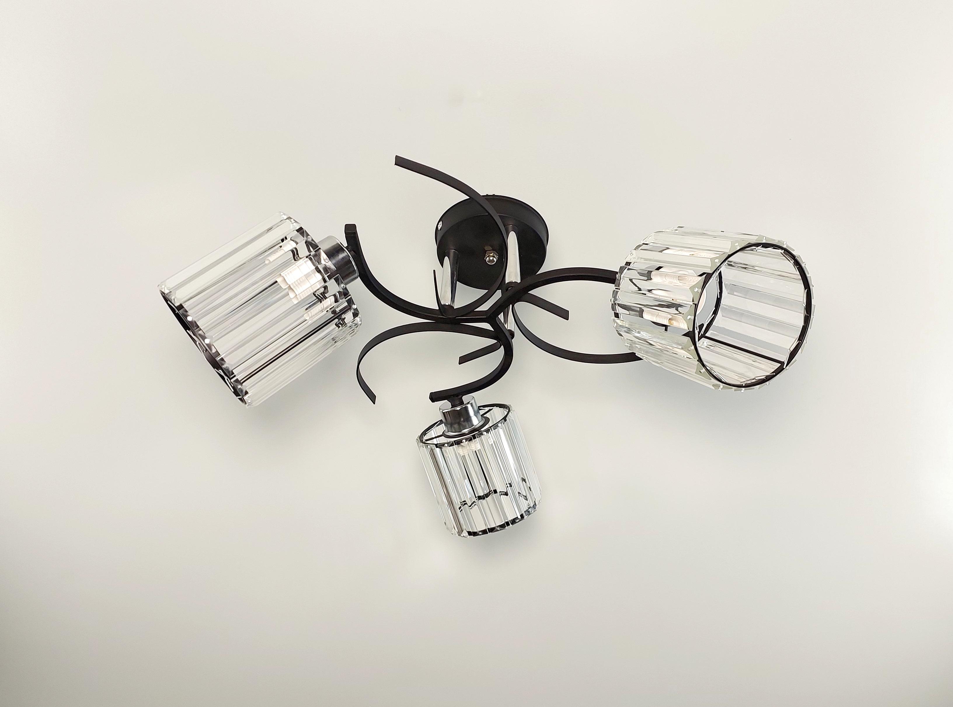 Потолочная люстра 3223/3 на 3 плафона металлическая Черный (20204266)