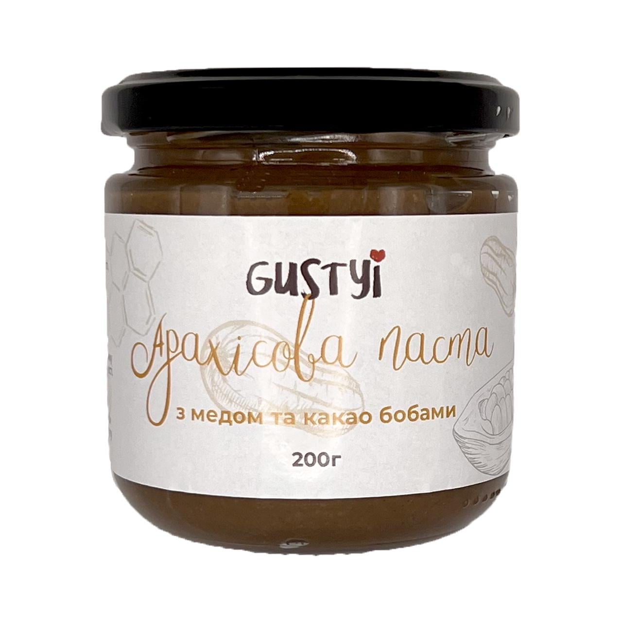 Арахисовая паста с мёдом и какао бобами ТМ Gustyi 200 г (10817843)