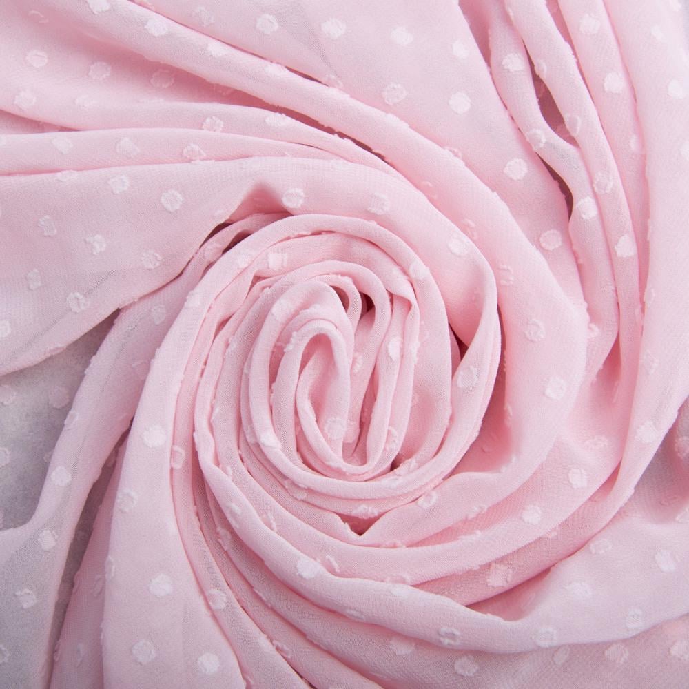 Ткань плательная шифон жаккард св/рожева