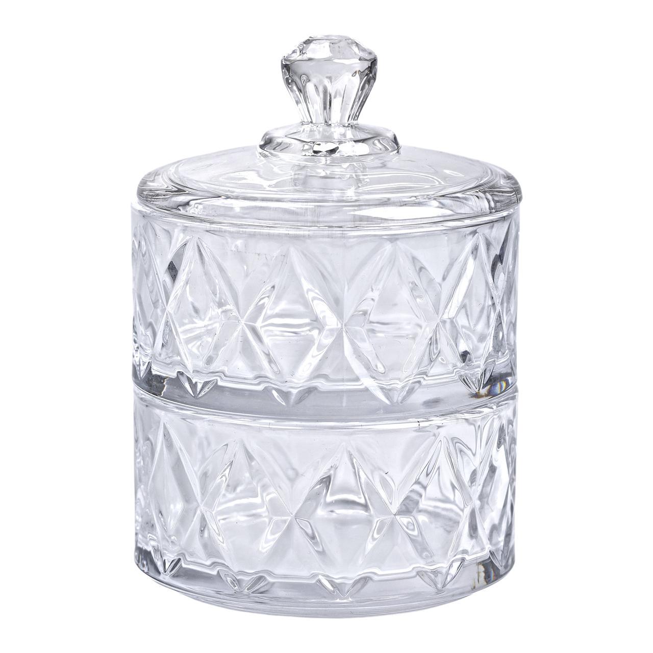 Цукерниця скляна з кришкою дворівнева 10 см (6025) - фото 2 Цукерниця скляна з кришкою дворівнева 10 см (6025) - фото 2