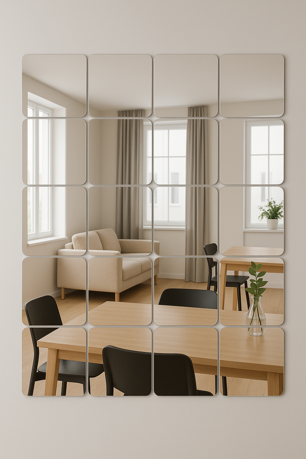 Дзеркало-самоклейка на стіну квадратне Stick Mirror 30х30 см (6330) - фото 7