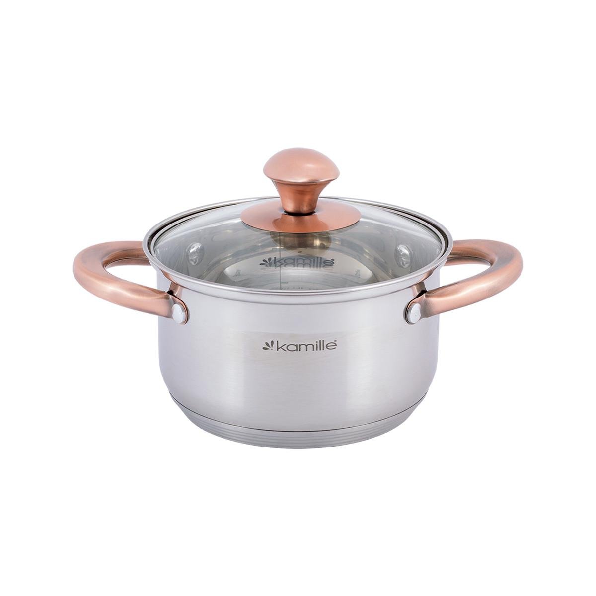 Набір каструль із кришками Kamille КМ-4937 із нержавіючої сталі з 8 предметів Сталевий (150-84-4937) - фото 4