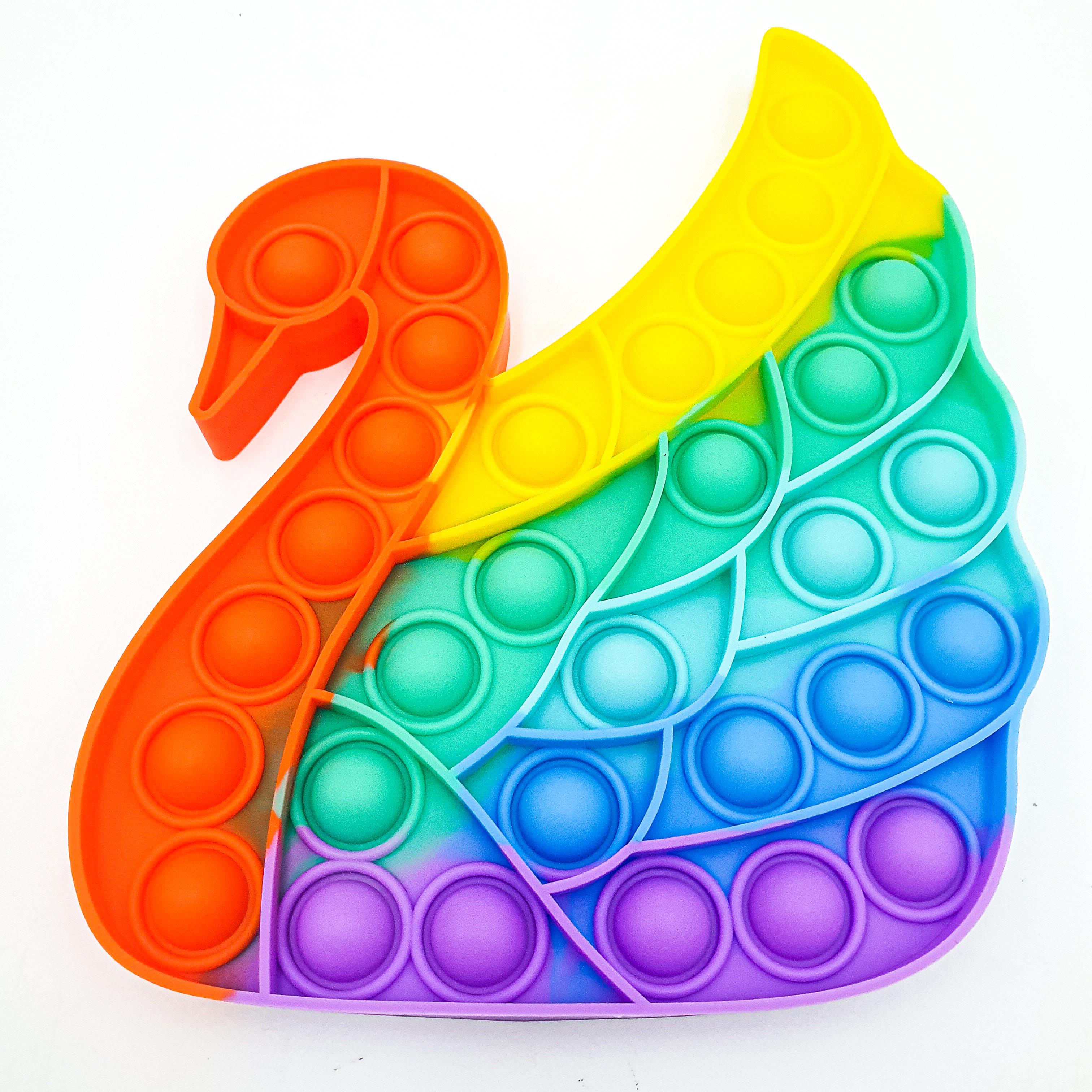 Бесконечная пупырка антистресс UKC Pop It Fidget лебедь радуга