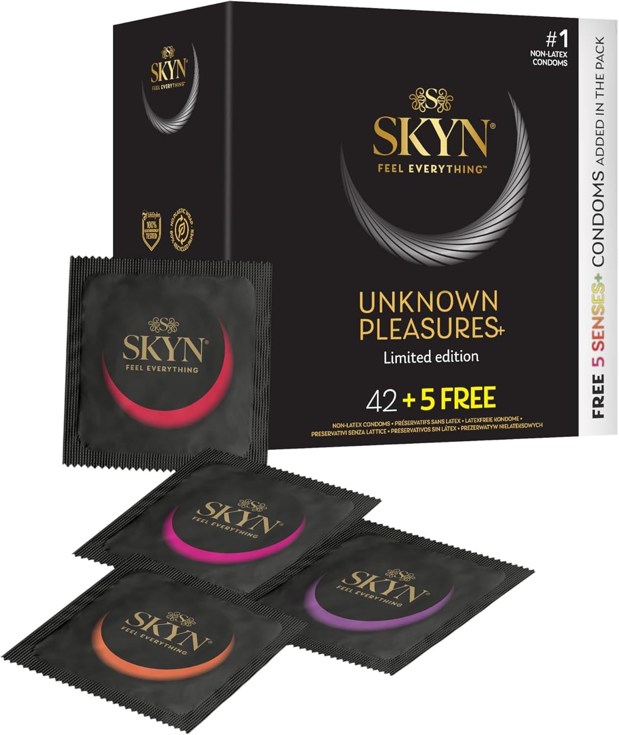Презервативы Skyn Unknown Pleasures 42+5 Senses безлатексные 47 шт.