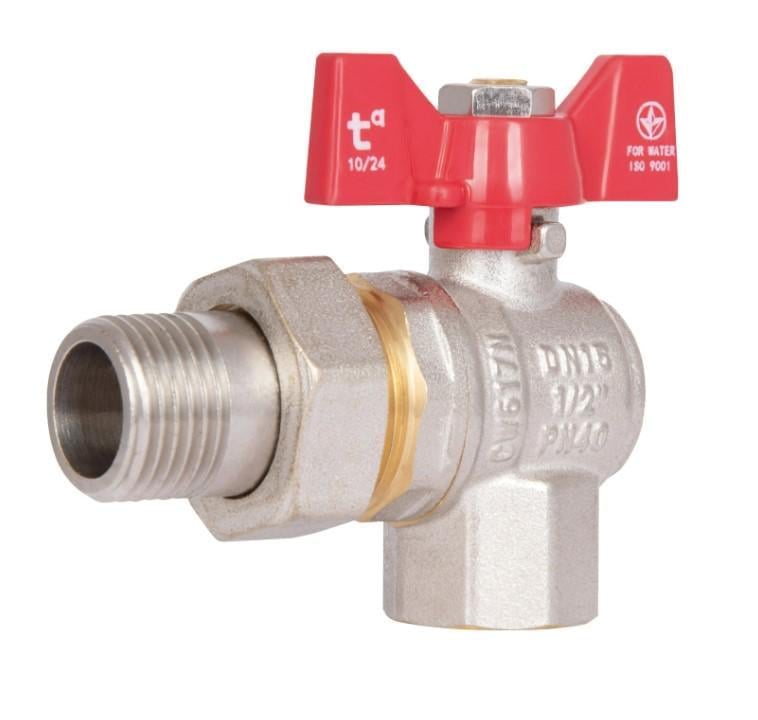 Кран шаровой с американкой Thermo Alliance Standart 1/2" ВН угловой PN40 бабочка (SD222W15)