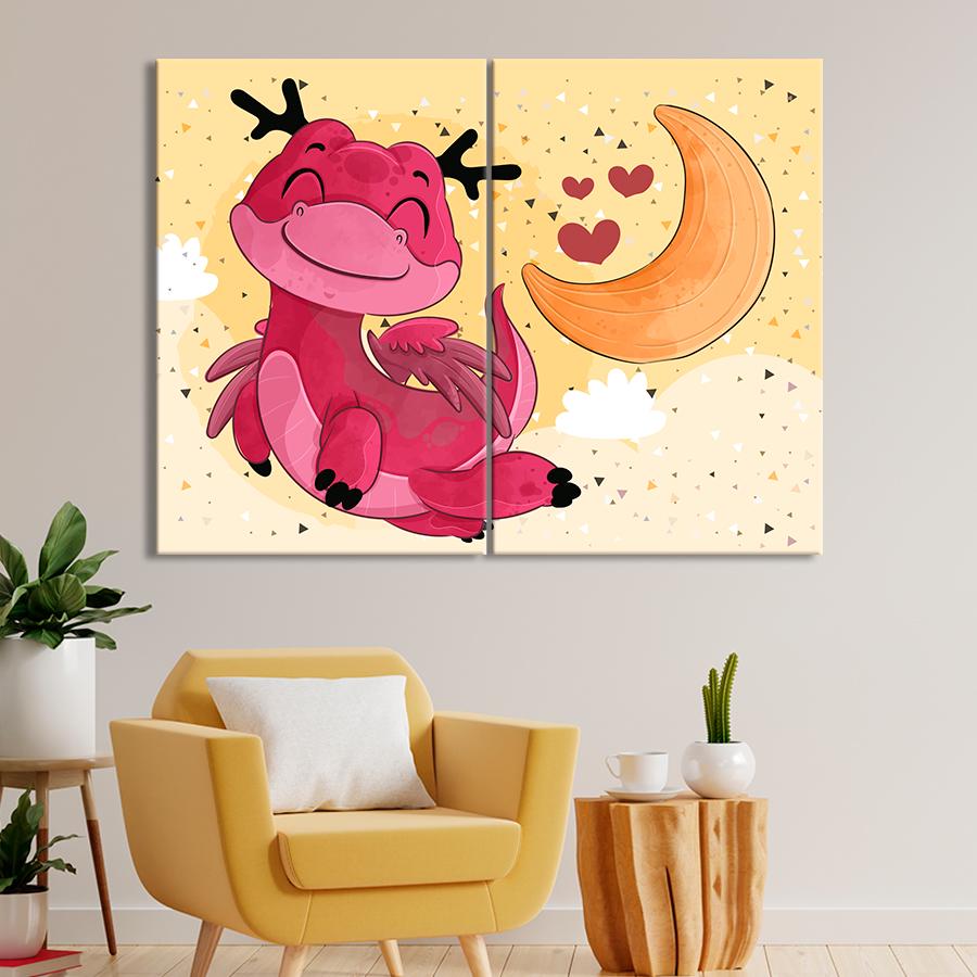 Картина в детскую комнату Маленький розовый дракончик 165x122 см (A1404-2)