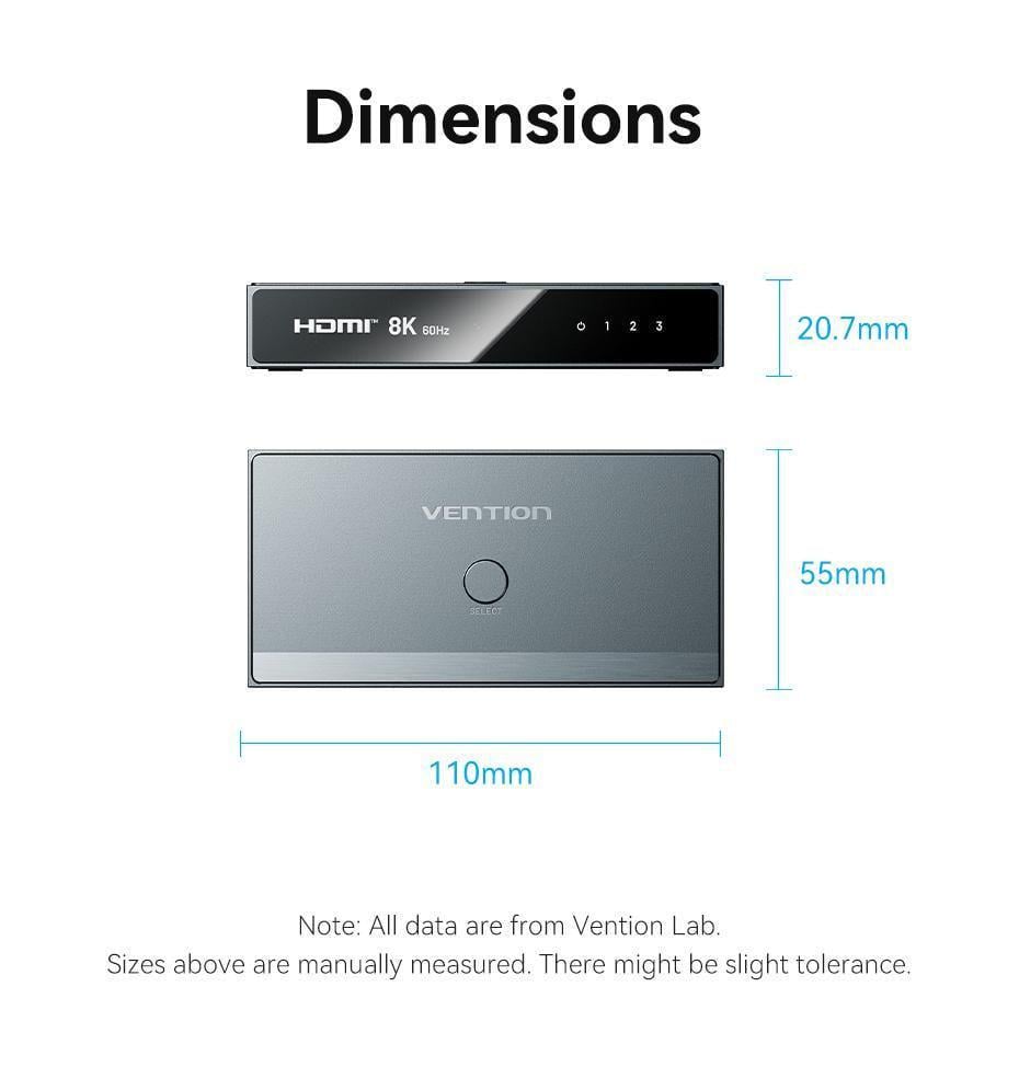 Комутатор Hdmi Vention алюмінієвий 3 1 Сірий (AKRH0) - фото 15 Комутатор Hdmi Vention алюмінієвий 3 1 Сірий (AKRH0) - фото 15