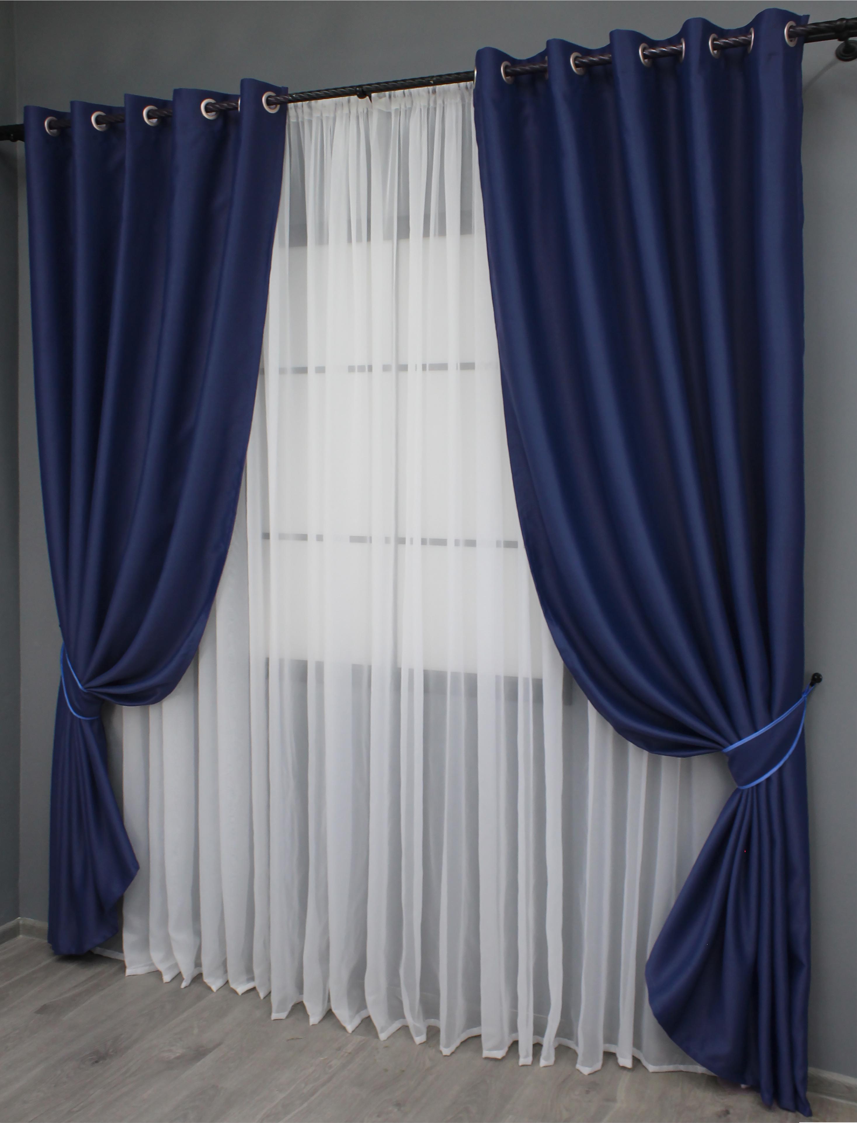 Комплект штор на люверсах VR-Textil Fusion Dimout №831ш 150х250 см 2 шт. Синий (37-0130) - фото 2 Комплект штор на люверсах VR-Textil Fusion Dimout №831ш 150х250 см 2 шт. Синий (37-0130) - фото 2