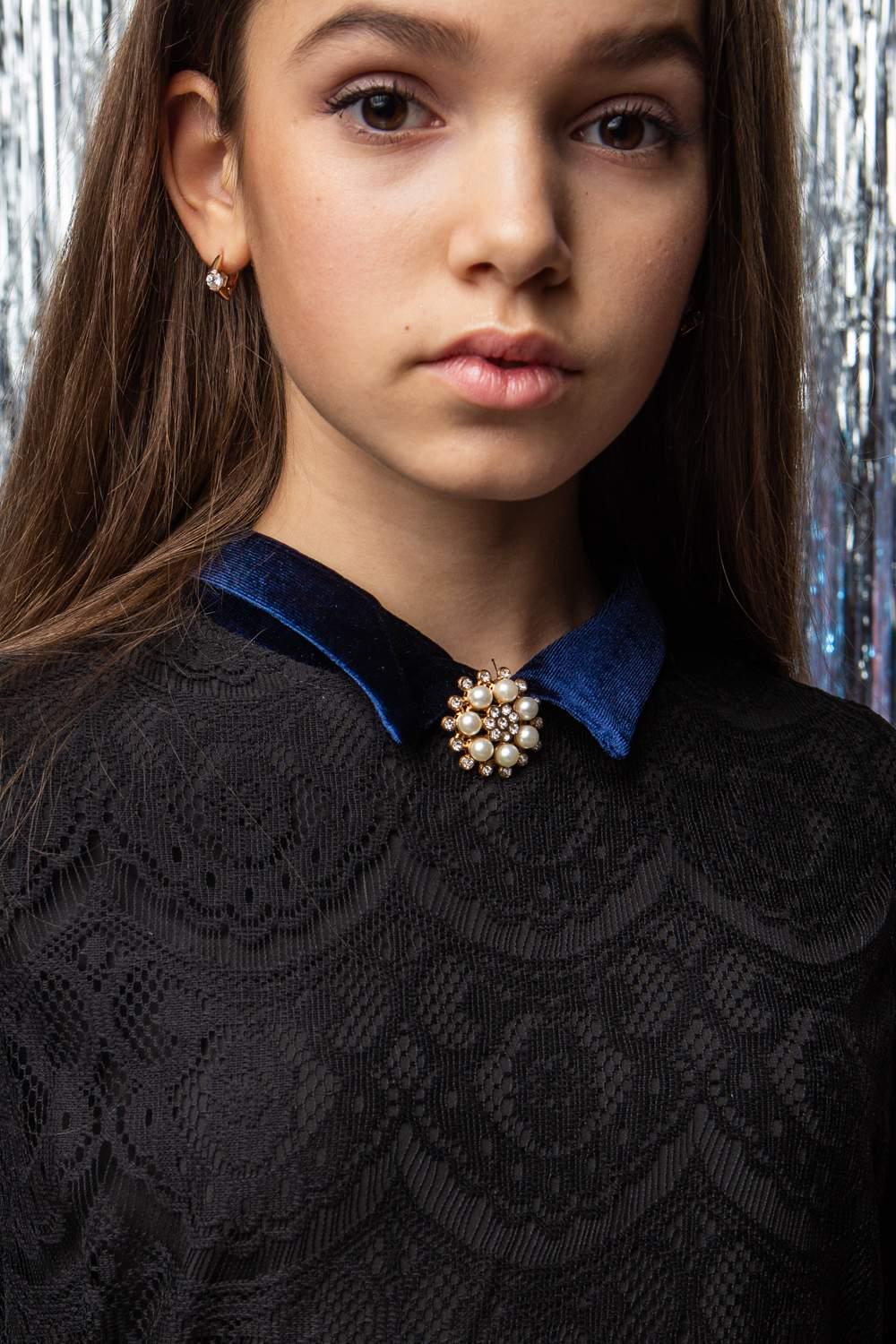 Платье праздничное на девушку подростка гипюровое Diва 152 см Темно-синий (300) - фото 2 Платье праздничное на девушку подростка гипюровое Diва 152 см Темно-синий (300) - фото 2