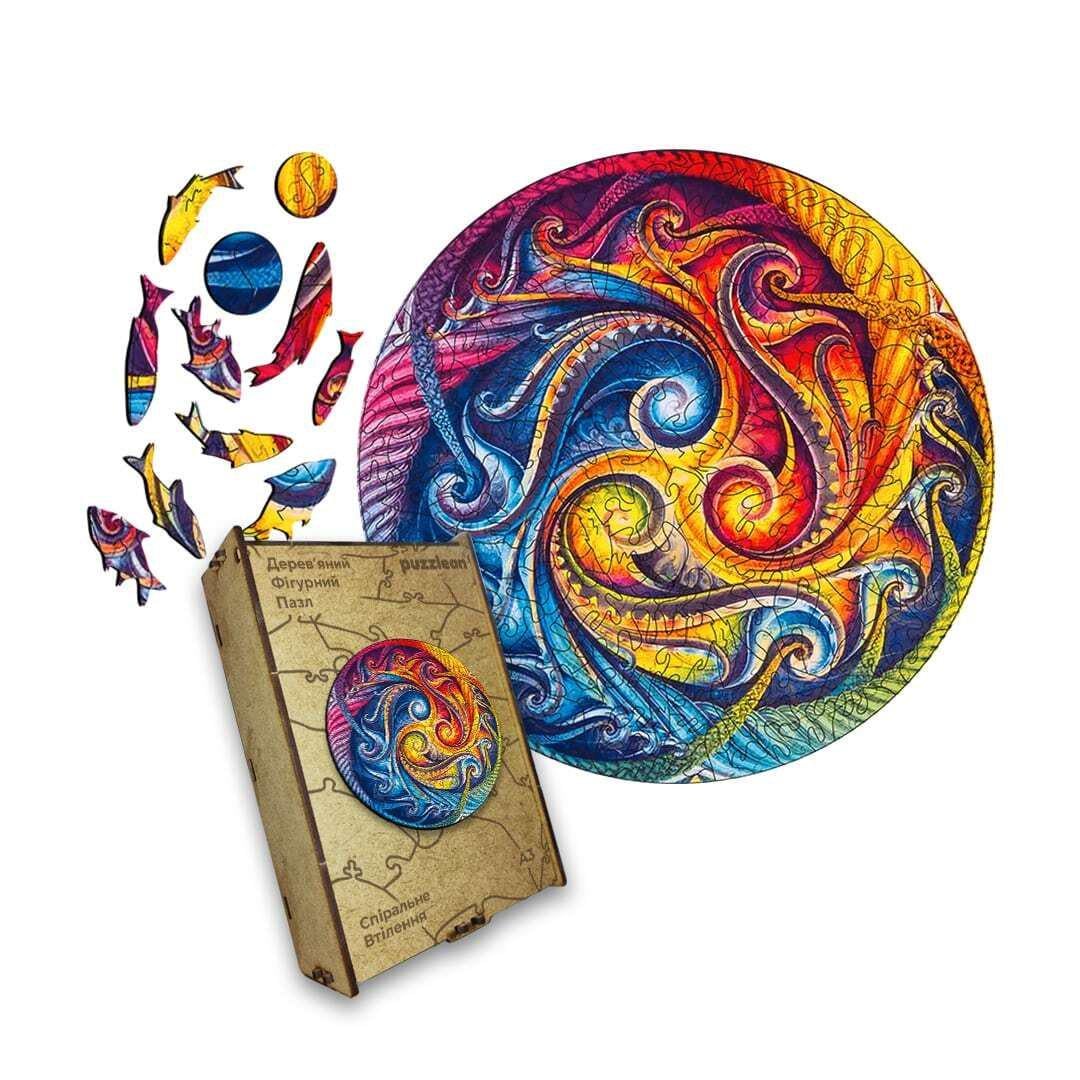 Пазл дерев'яний Мандала Спіральне втілення А3 дерев'яна коробка 200 ел. (26101968) Пазл дерев'яний Мандала Спіральне втілення А3 дерев'яна коробка 200 ел. (26101968)