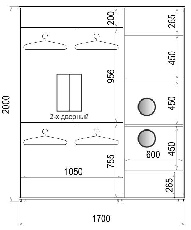 Шкаф-купе Luxe 2 двери Стекло тонированное/Стекло тонированное 116-116 CLS - IV 1700x2000x600 мм Венге (34756) - фото 4