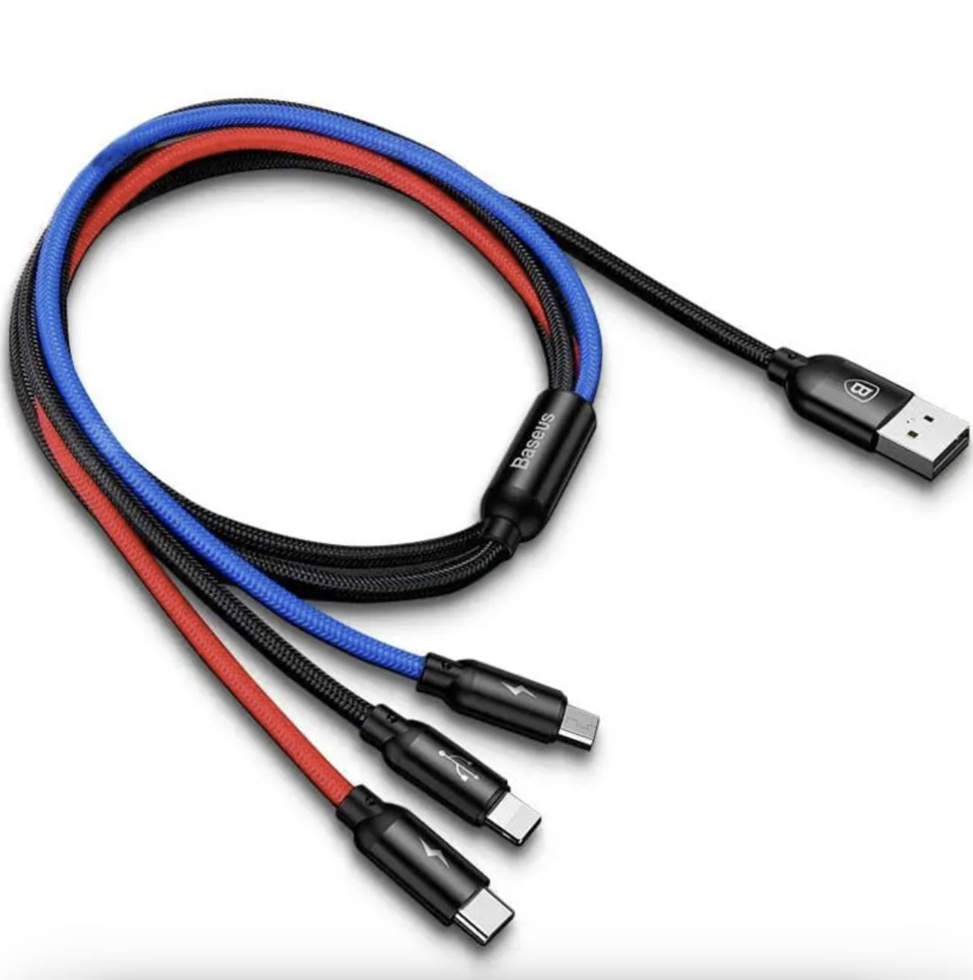 Кабель універсальний BASEUS 3in1 USB/Type-C/Micro USB/Lightning 1,2 м Чорний (298825258)