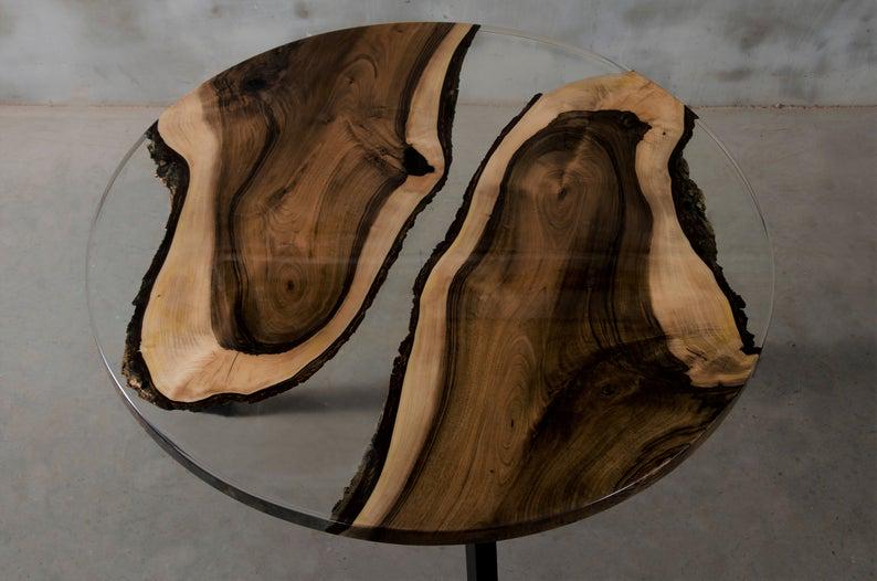 Стол журнальный река Токио дизайнерский круглый из прозрачной эпоксидная смолы и массива ореха 700х480 мм - фото 7 Стол журнальный река Токио дизайнерский круглый из прозрачной эпоксидная смолы и массива ореха 700х480 мм - фото 7