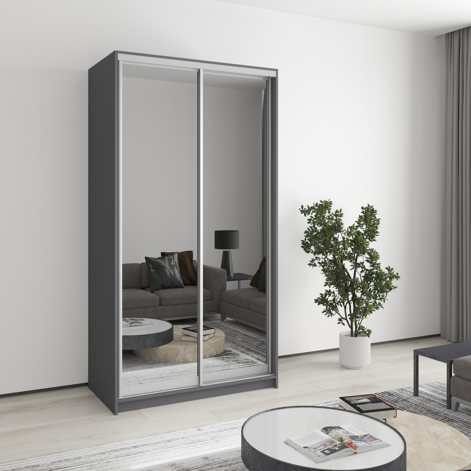 Шкаф-купе двухдверный MebelStar Стандарт AL 2 зеркала 110x60x210 см Антрацит (MBS-2523) Шкаф-купе двухдверный MebelStar Стандарт AL 2 зеркала 110x60x210 см Антрацит (MBS-2523)