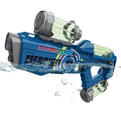 Бластер водяний електричний акумуляторний Electric Water Gun Мercury з підсвічуванням і звуком Синій (2248120916)