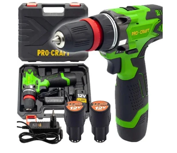 Шуруповерт акумуляторний ProCraft INDUSTRIAL РA-12DFR з двошвидкісним режимом і функцією реверсу