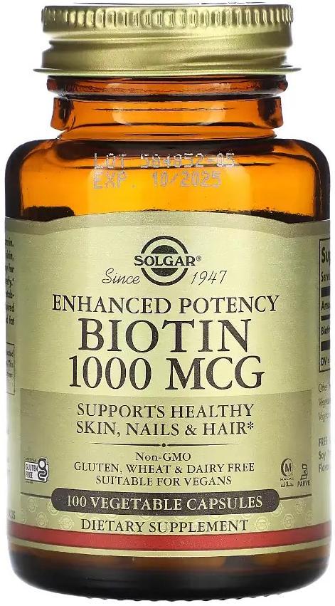 Биотин Solgar Biotin 1000 мкг 100 Veg Сaps