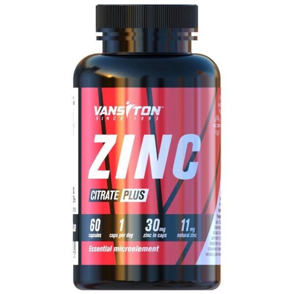 Мікроелемент Цинк для спорту Vansiton Zinc Citrate Plus 60 капс. (23469120)