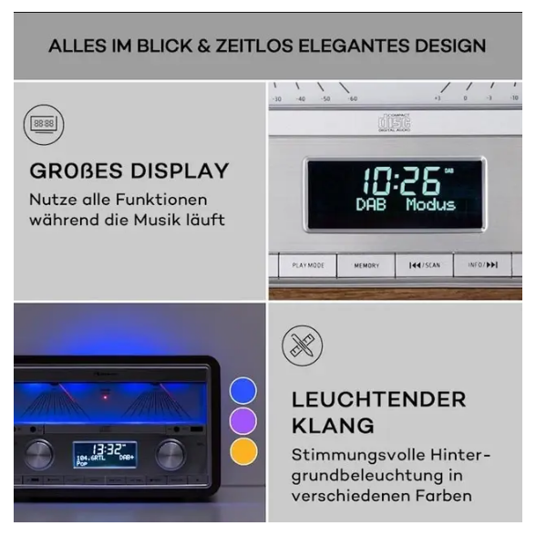 Стереосистема/музыкальный центр Auna Elton DAB для дома 50 Вт 20 станций (10041319) - фото 2 Стереосистема/музыкальный центр Auna Elton DAB для дома 50 Вт 20 станций (10041319) - фото 2
